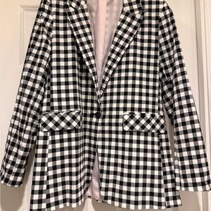 Topshop Size 8 Stylish Black & White Checkered Women's Blazer Slightly Worn